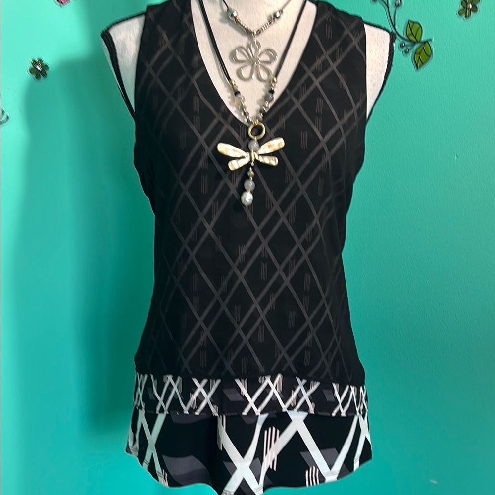 White House Black Market Black Sleeveless layered Top